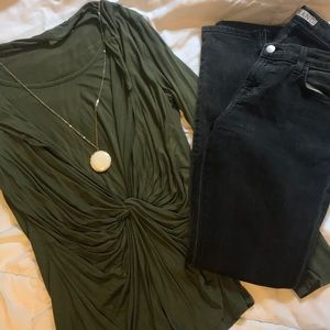 Olive Green Twisted Top- excellent condition